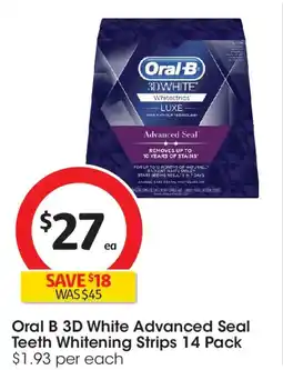 Coles Oral b 3d white advanced seal teeth whitening strips offer