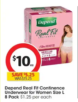 Coles Depend real fit continence underwear for women offer