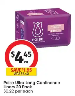 Coles Poise ultra long continence liners offer