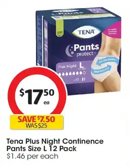 Coles Tena plus night continence pants offer