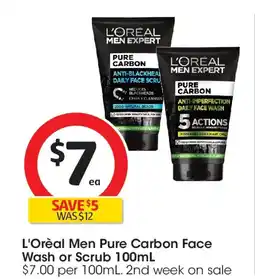 Coles men pure carbon face wash or scrub offer