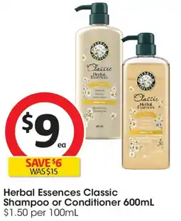Coles Classic Shampoo or Conditioner offer