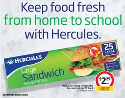Coles Hercules twinzip resealable sandwich bags offer