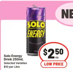 IGA Solo energy drink offer