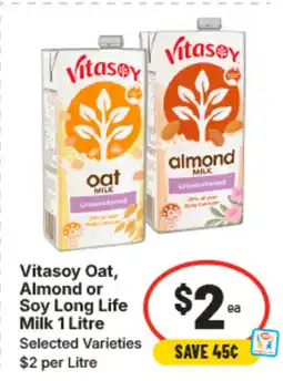 IGA Vitasoy oat, almond or soy long life milk offer