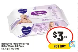 IGA BabyLove Fragrance Free Baby Wipes offer