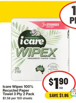 IGA Icare wipex 100% recycled paper towel offer