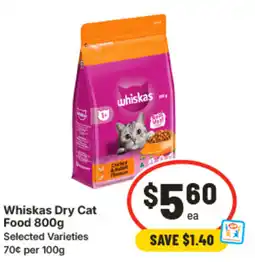 IGA Whiskas dry cat food offer