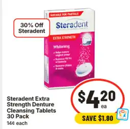 IGA Steradent extra strength denture cleansing tablets offer