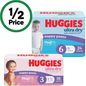 Huggies Ultra Dry Nappy Pants Boys Size 6 Pk 24 or Huggies Ultra Dry Nappy Pants Girls Size 3 Pk 36