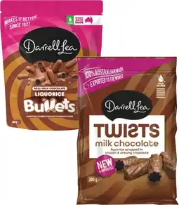Coles Darrell Lea Bullets or Choc Coated Twists 150g-204g offer