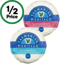 Woolworths Tasmanian heritage brie or camembert offer