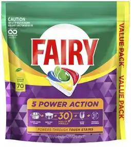 Coles Fairy 5 Power Action Dishwashing Tablets offer