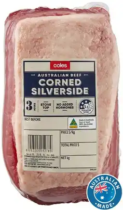 Coles Coles Australian No Added Hormones Beef Corned Silverside offer