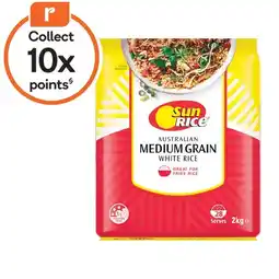 Woolworths SunRice Medium Grain Brown, White Calrose or Jasmine Rice 2 kg offer