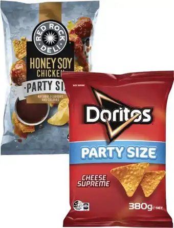 Coles Red Rock Deli, Smith's Crinkle Cut Chips or Doritos Corn Chips 290g-380g offer