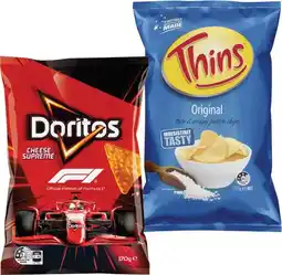 Coles Doritos Corn Chips 150g-170g or Thins Potato Chips 175g offer