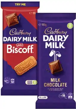 Coles Cadbury Dairy Milk Block Chocolate-190g offer