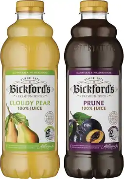 Coles Bickford's Cloudy Pear or Prune Juice 1 Litre offer