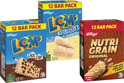 Coles Kellogg's Nutri Grain or LCMs 12 Pack 240g-264g offer