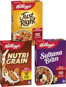 Coles Kellogg's Nutri Grain 290g, Just Right 460g or Sultana Bran 420g offer