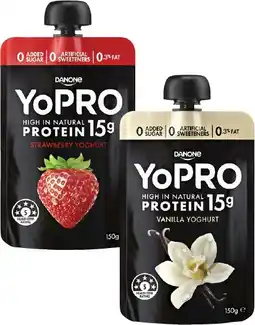 Coles YoPro High Protein Yoghurt Pouch No Added Sugar offer