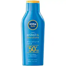 Woolworths Nivea sun spf 50+ protect & moisturise sunscreen§ offer