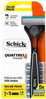 Coles Schick Quattro Titanium Razor Kit with 5 Refill Blades 1 Each offer