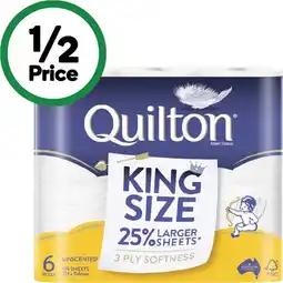 Woolworths Quilton King Size, Coconut or Shea Butter Toilet Tissue Pk 6 offer