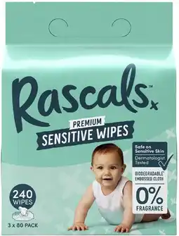 Coles Rascals Premium Baby Wipes-240 Pack offer