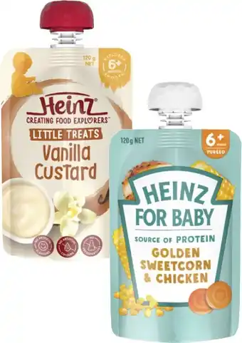 Coles Heinz 4 Months+, 6 Months+ or 8 Months+ Baby Food Pouch 120g offer