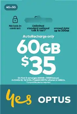 Coles Optus $35 AutoRecharge Only SIM offer