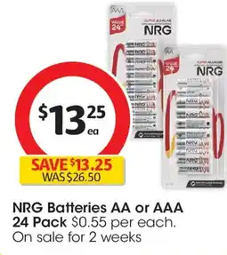 Coles Nrg batteries aa or aaa offer