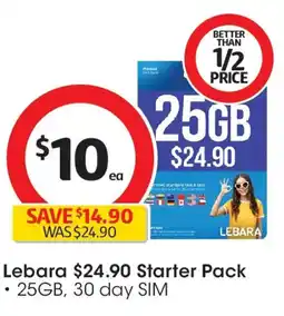 Coles Lebara starter pack offer