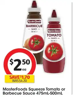 Coles Masterfoods squeeze tomato or barbecue sauce offer