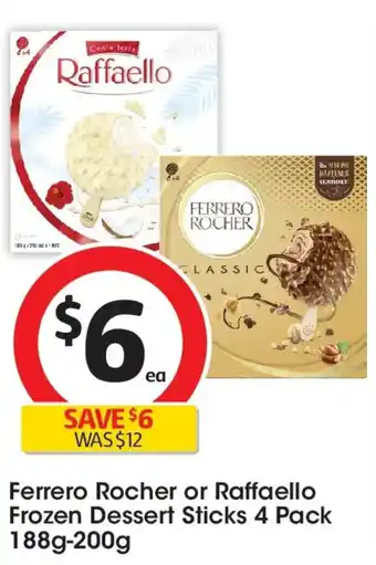 Ferrero rocher or raffaello frozen dessert sticks 4 pack