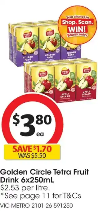 Coles Golden circle tetra fruit drink offer