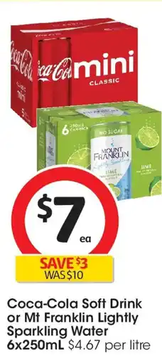 Coles Coca-cola soft drink or mt franklin lightly sparkling water offer