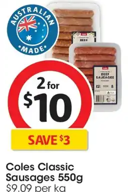 Coles Coles classic sausages offer