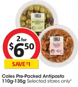 Coles Coles pre-packed antipasto offer