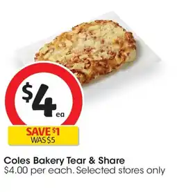 Coles Coles bakery tear & share offer