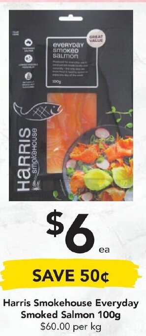 Drakes Harris Smokehouse Everyday Smoked Salmon 100g offer