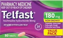 Discount Drug Stores Telfast Hayfever Allergy Relief 180mg Value Tablets offer