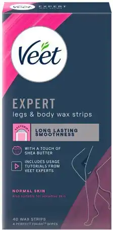 Discount Drug Stores Veet Expert Legs & Body Wax Strips Normal Skin offer