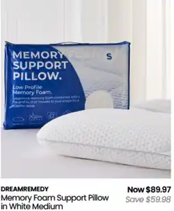 Myer Dreamremedy memory foam support pillow in white medium offer