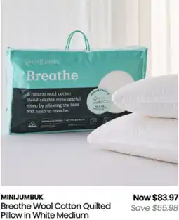 Myer Minijumbuk breathe wool cotton quilted pillow in white medium offer