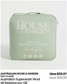 Myer Australian house & garden australian superwash wool all seasons offer
