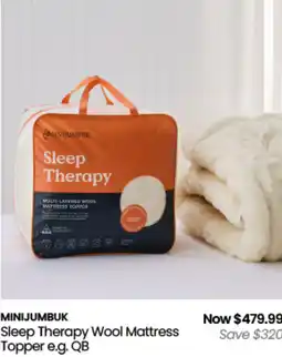 Myer Minijumbuk sleep therapy wool mattress topper offer