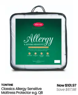 Myer Tontine classics allergy sensitive mattress protector offer