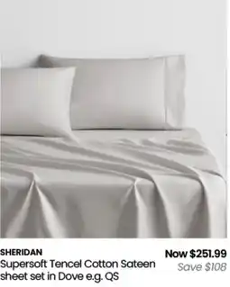 Myer Sheridan supersoft tencel cotton sateen sheet set in dove offer